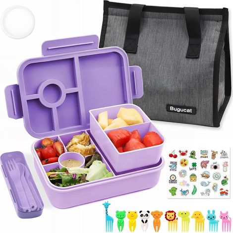 Bento Box Kinder 1300ML mit Tasche, auslaufsicher, BPA-frei, inkl. Besteck & Obstgabeln (1/5)