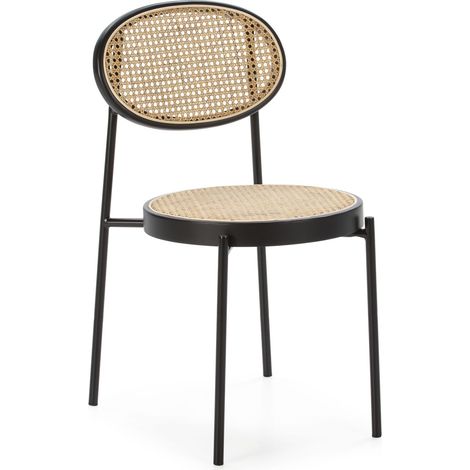 80x75x86 Holz Sessel Schwarz/Soho-100 Stoff/Natural Rattan Möbel für alle Stile, um dem Haus eine Note zu verleihen (1/4)