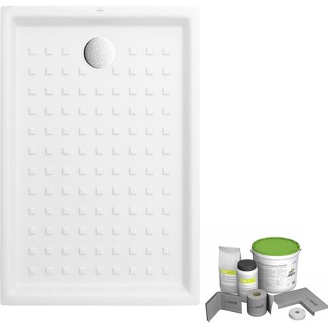 Pack receveur de douche 100 x 80 VILLEROY ET BOCH O Novo rectangle blanc + Kit d'étanchéité WEDI