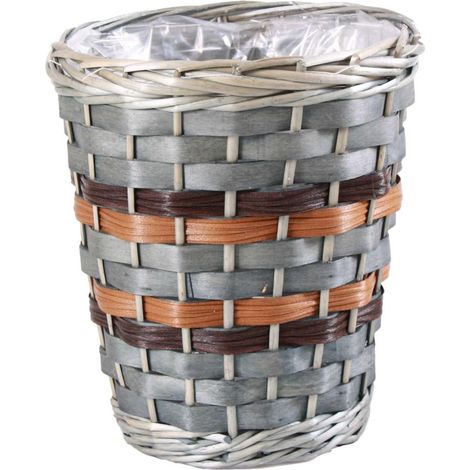 Panier cache-pot en osier gris, diam. 27 x 30 cm (lot de 3)