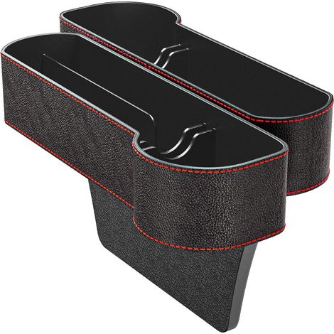 Lot de 2 organisateurs de siège auto multifonctionnels en cuir PU pour rangement latéral avant. (1/3)