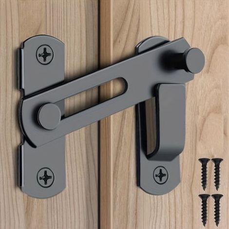 Serrure de porte coulissante de haute qualité. Robuste, cette serrure pivotante à 180 degrés est équipée d'un pêne rotatif et d'un verrou de sécurité. Facile à installer. (1/5)