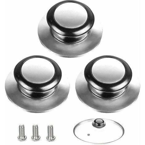 Deckelknöpfe 3 Stück für Glas- und Edelstahl-Pfannengriffe, ideal für Ihre Küchenutensilien. (1/4)