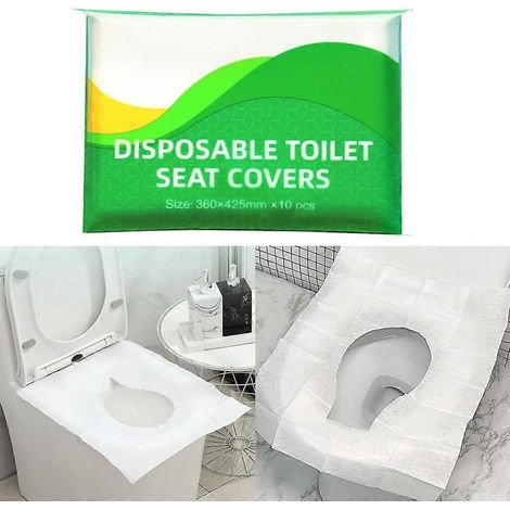 Lot de 10 housses de siège de toilette jetables et biodégradables pour voyage (1/4)
