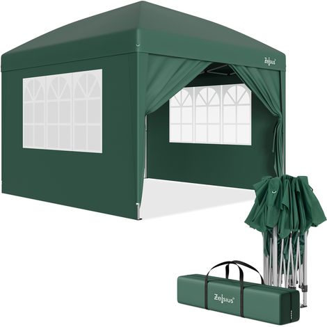 Zelsius Faltbarer Pavillon 3x3 m mit Seitenwänden, Grün, Faltpavillon UV30, Gartenzelt faltbar (1/5)