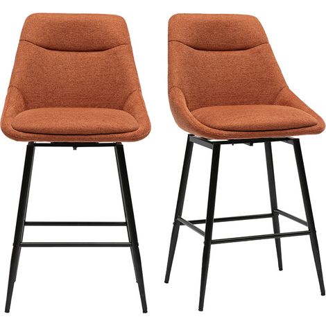 Drehbare Barhocker aus Samtimitat in Burnt Earth und Metall H66 cm (2er-Set) ALESS