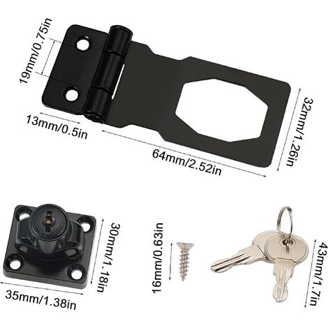Metal Hasp Lock Padlock Key Door Padlock Security Door Hasp Hasp Door Furniture Cabinet Drawer Cupboard (1/4)