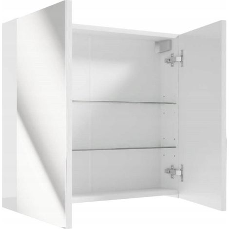 Armoire de salle de bain suspendue avec miroir, blanche, 65 x 60 x 13 cm, Salsa (1/3)