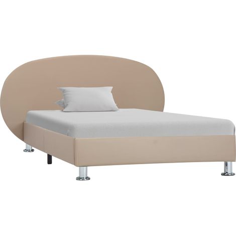 Lit simple pour adulte Cadre de lit - Cappuccino Similicuir 100 x 200 cm BV186524 - BonneVie (1/5)