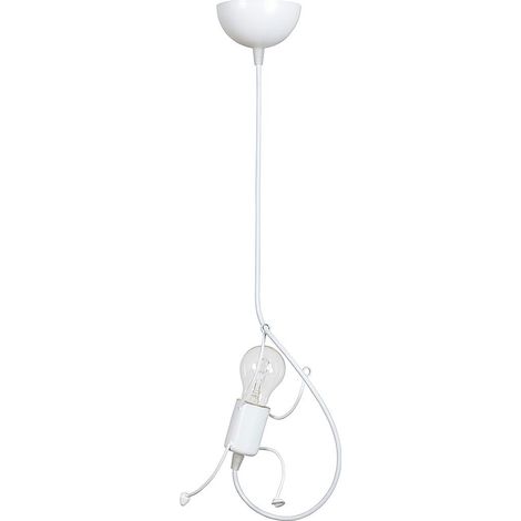 Sospensione 1 Luce Moderna Bobi In Acciaio Bianco E Cavi Bianchi A Figura Umana (1/4)
