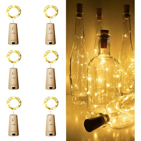 Paquet de 6 bandes lumineuses pour bouteilles de vin, guirlande lumineuse LED de 1 mètre de long, 10 perles de lampe, lumière blanche chaude (1/5)