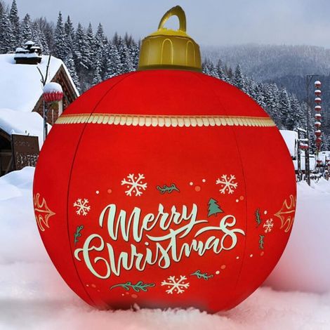 Other Christmas Decoration, Other Christmas Decoration, PVC Inflatable Lighted Christmas Ball with Large Weight, Firmly Resting on the Yard, 24 Inch Outdoor Decorated Ball with Light