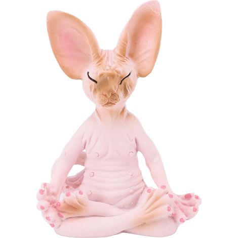 Meditationskatzenfigur, realistische Details, Zen-Dekoration für Zuhause, Büro, Yogaraum, originelles Geschenk, Rosa (1/5)