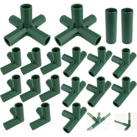 Lot de 20 raccords pour cadre de serre, connecteurs d'angle pour cadres de jardin, étagères de cadre de jardin, 3, 4, 5 voies, 16 mm (1/5)