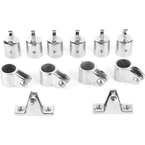 Ensemble de 12 pièces : 6 glissières à mâchoires, 4 embouts à œillet, 2 charnières de pont, 3 fixations pour bimini à arceau, accessoires de bateau, 22 mm (7/8 po) (1/5)