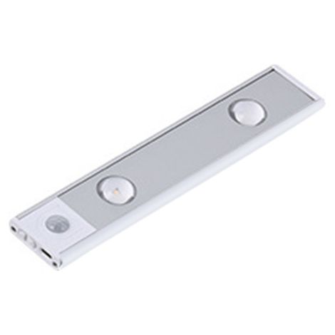 Lampe LED intelligente à détecteur de présence humaine, rechargeable, pour armoire ou meuble TV, barre lumineuse 20 cm, argent spatial (gradation trichromatique) (1/5)