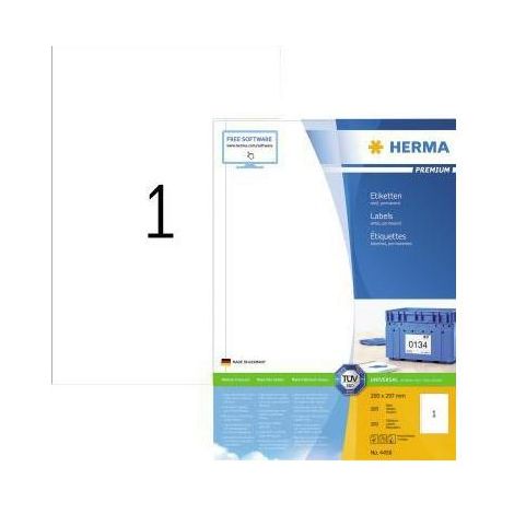 Universaletikett PREMIUM 200 x 297 mm (B x H) nicht wieder ablösbar Papier weiß 100 Etik./Pack. (1/4)