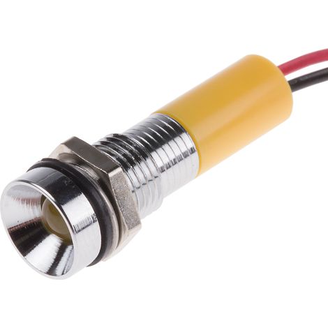 Voyant LED lumineux Jaune RS PRO, dia. 8mm, 12V c.c., IP67 ( Prix pour 1 )