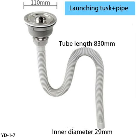 (YD-1-7)Kitchen Stainless Steel Sink Drainer Accessories, Single and Double Sink Drain Pipe Set (1/4)