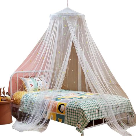 Zanzariera - Zanzariera a cupola - Zanzariera per letto - Zanzariera per letto matrimoniale - Facile da montare - A forma di stella fluorescente - 60 x 250 x 850 cm - Bianca (1/5)