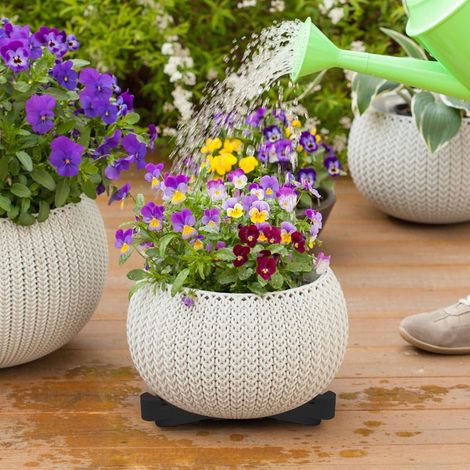 Lot de 10 supports pour pots de fleurs avec fond surélevé amovible favorisant la ventilation et limitant la pourriture des racines couleur noire taille petite (1/5)