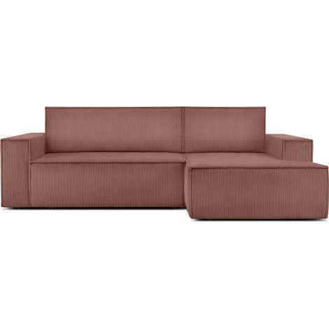 KONSIMO NAPI Ecksofa rechts, mit Schlaffunktion, in Pet Friendly Cord-Stoff, rosa (1/5)