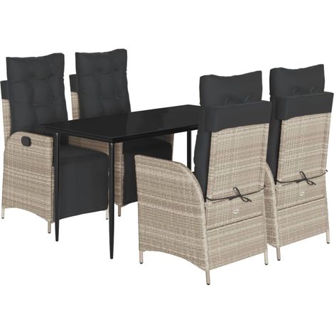 Maison Exclusive - Set comedor de jardín 5 pzas cojines ratán sin (1/5)