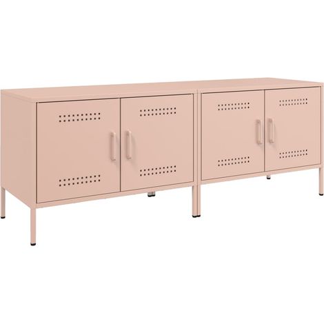 Mobile TV multimediale scaffale per televisione televisione buffet sala da pranzo soggiorno camera da letto 2 pezzi rosa 68 x 39 x 50,5 cm acciaio rosa 020028649