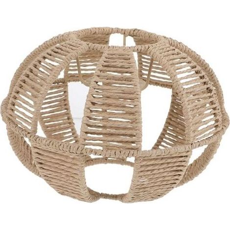 GDHZS- Abat-jour Vintage Tissé Corde Papier Jaune Petit Format Abats-jour Pour Plafonnier Décoratif Style Rétro Salon La Cuisine Restaurant (1/4)