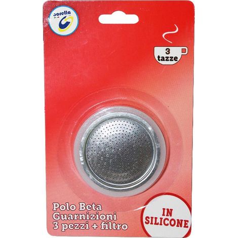 Ricambio di 3 guarnizioni e 1 filtro per caffettiere 1/2 tazze (1/2)