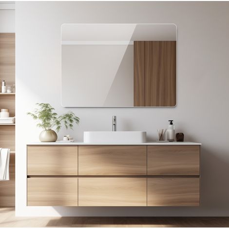 Espejo de pared sin marco 60x80 cm, esquinas redondeadas R50, vidrio plateado 5 mm, silver (1/5)