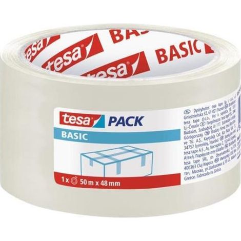 TESA BASIC Selbstklebendes PP-Verpackungsband, transparent, 50 m x 48 mm
