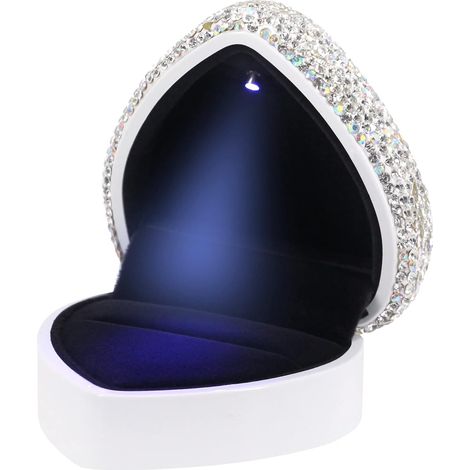 Joyero de lujo con forma de corazón y luz LED para compromisos y bodas. (1/5)