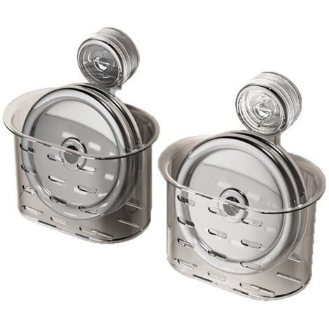 Suction cup bathroom storage rack (2 gray, 2417cm) for towels, cosmetics and wall storage. (1/5)