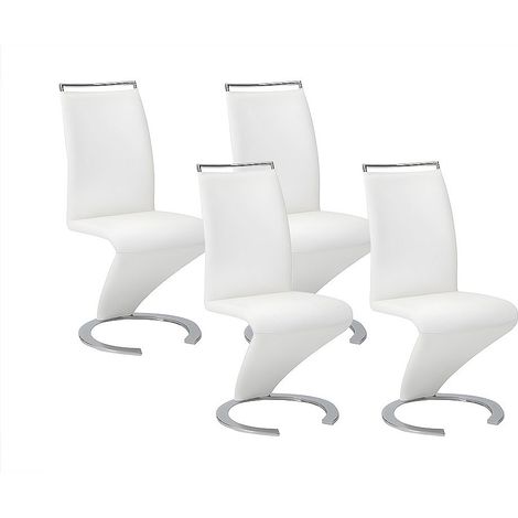 Lot de 4 chaises TWIZY - Simili Blanc (1/5)