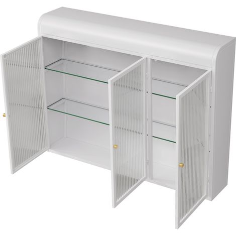 Cabinet mural en verre à 3 portes avec arche, blanc, pour cuisine, salon et salle de bain (1/5)