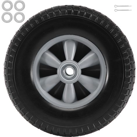 Roue pleine en PU, 25,4 cm, lot de 2, charge dynamique 81,6 kg, statique 99,8 kg, sans crevaison, sans chambre à air, pour diable, chariot utilitaire, remorque de jardin (1/5)