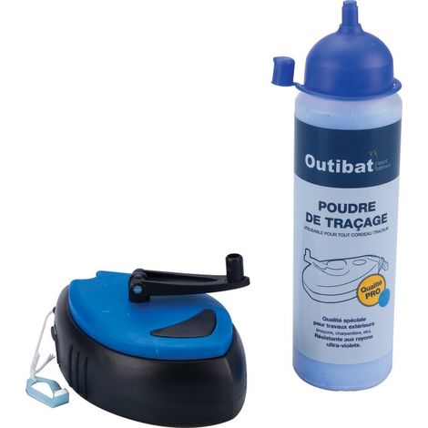 Lot de 1 traceur cordeau rapido 30m – Poudre bleu pour traçage précis – Pour chantiers humides et terrains accidentés – Outibat (1/3)
