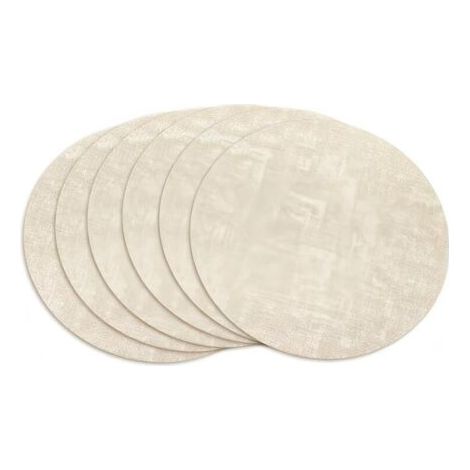 Lot de 6 sets de table ronds, réversibles, en similicuir résistant à la chaleur, imperméables, oléofuges et lavables, pour intérieur et extérieur (beige) (1/4)
