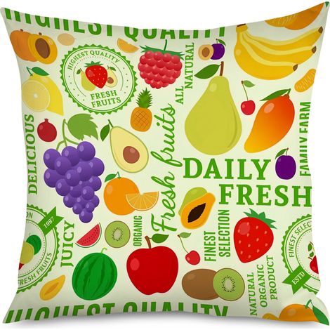 Housse de coussin grenade kawaii, rouge éclatant (1/5)
