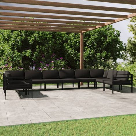 Salon de jardin 10 pcs avec coussins Aluminium Anthracite (1/5)