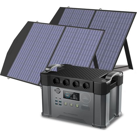 ALLPOWERS S2000 Pro Tragbares Powerstation mit 2 x 100W Faltbares Solarpanel 1451Wh 2400W AKKU Solargenerator Mobiler Stromspeicher Power Station (4000W Spitzenwert) für Home Notfall Camping RV Reise
