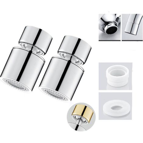 Aérateur de robinet, aérateur de robinet de cuisine rotatif à 360°, 2 modèles de jet, argent, angle de 45°, 2 pièces. (1/5)