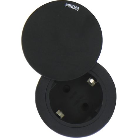 Evoline One Einbau Steckdose mit Drehdeckel ø 59 mm 230V, Kunststoff schwarz