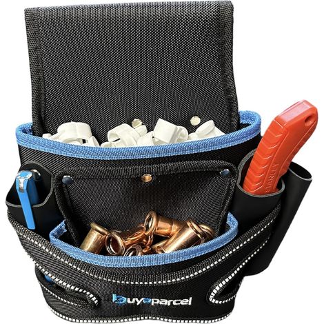 BAP 2 Pocket Screw Nail Heavy Duty Hand Tool Belt Pouch Holder Black Work Belt (1/5)