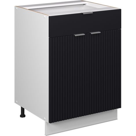 Meuble cuisine Fame-Line, Noir rayé, 60 cm avec tiroir, sans plan de travail, Vicco (1/5)