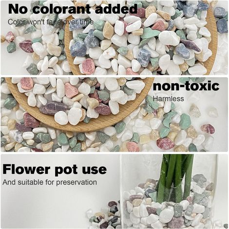 Cailloux Décoratifs Naturels Gravier Coloré pour Aquarium Vase et Décoration de Jardin Pots de Fleurs 900g