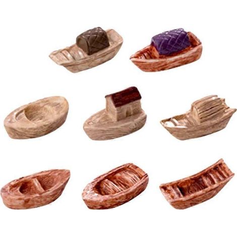8 figurines vintage miniatures de bateaux pour jardin, paysage, décorations artisanales, ornements extérieurs, collection navire, lot 8 pièces. (1/4)