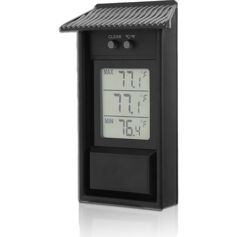 Thermomètre numérique avec réglages min/max, intérieur/extérieur, jardin noir, -20 à +50 °C. (1/5)