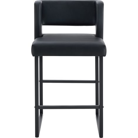 Lot de 2 tabourets de bar noirs style nordique avec pieds en métal carrés (1/5)